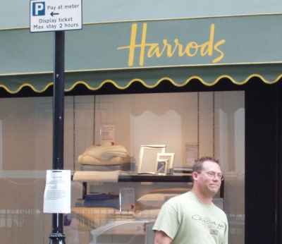 John outside Harrod's